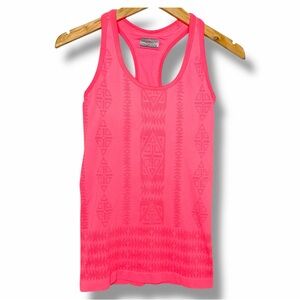 Athleta Neon Pink Aztec Pattern Racerback Tank With Built-In Shelf Bra Size M
